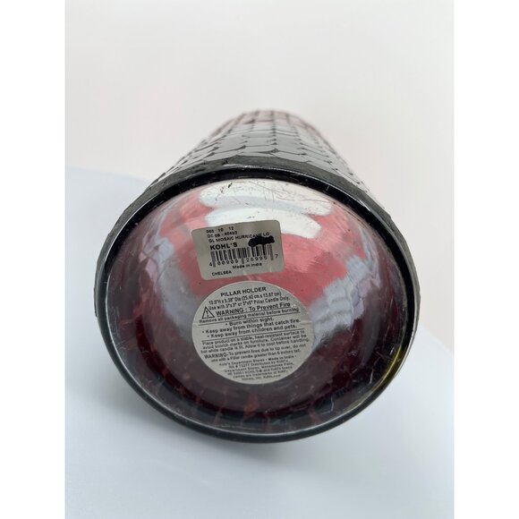 Honeycomb Hurricane Glass Mosaic 10" Tall, Charcoal Grey, Grey, Red, Light Red - Picture 4 of 13